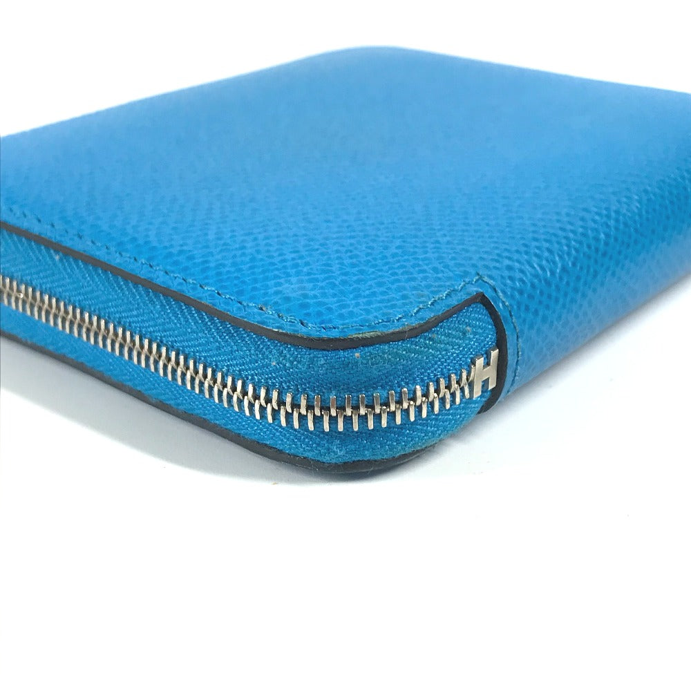 Hermes Folded Wallet Epsom Blue Compact Wallet Azap Compact Silk In Women Secondhand