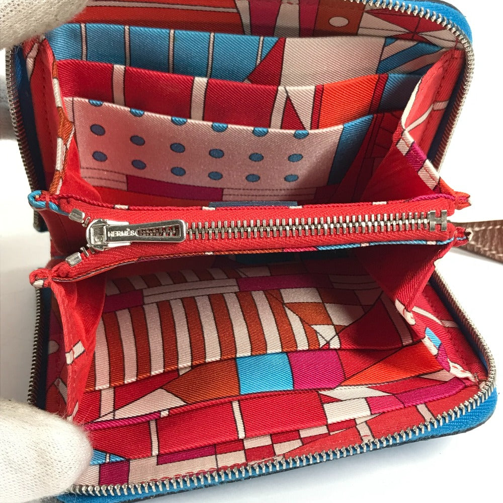 Hermes Folded Wallet Epsom Blue Compact Wallet Azap Compact Silk In Women Secondhand
