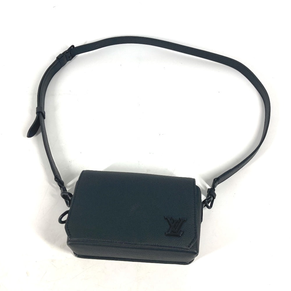 Louis Vuitton Shoulder Bag M82085 Cowhide Leather Black Lv Aerogram Fastline Wearable Wallet Mens
