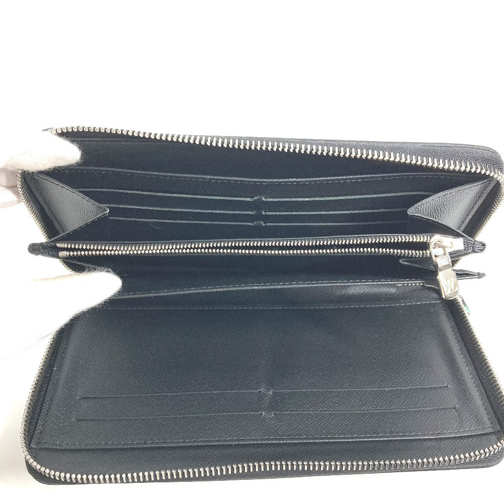 Louis Vuitton Long Wallet Purse M30056 Taiga Leather Black Taiga Zippy Organizer Nm Mens