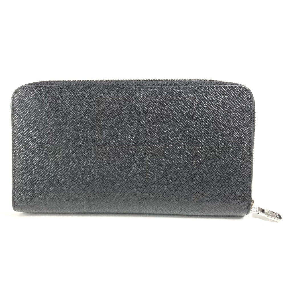 Louis Vuitton Long Wallet Purse M30056 Taiga Leather Black Taiga Zippy Organizer Nm Mens