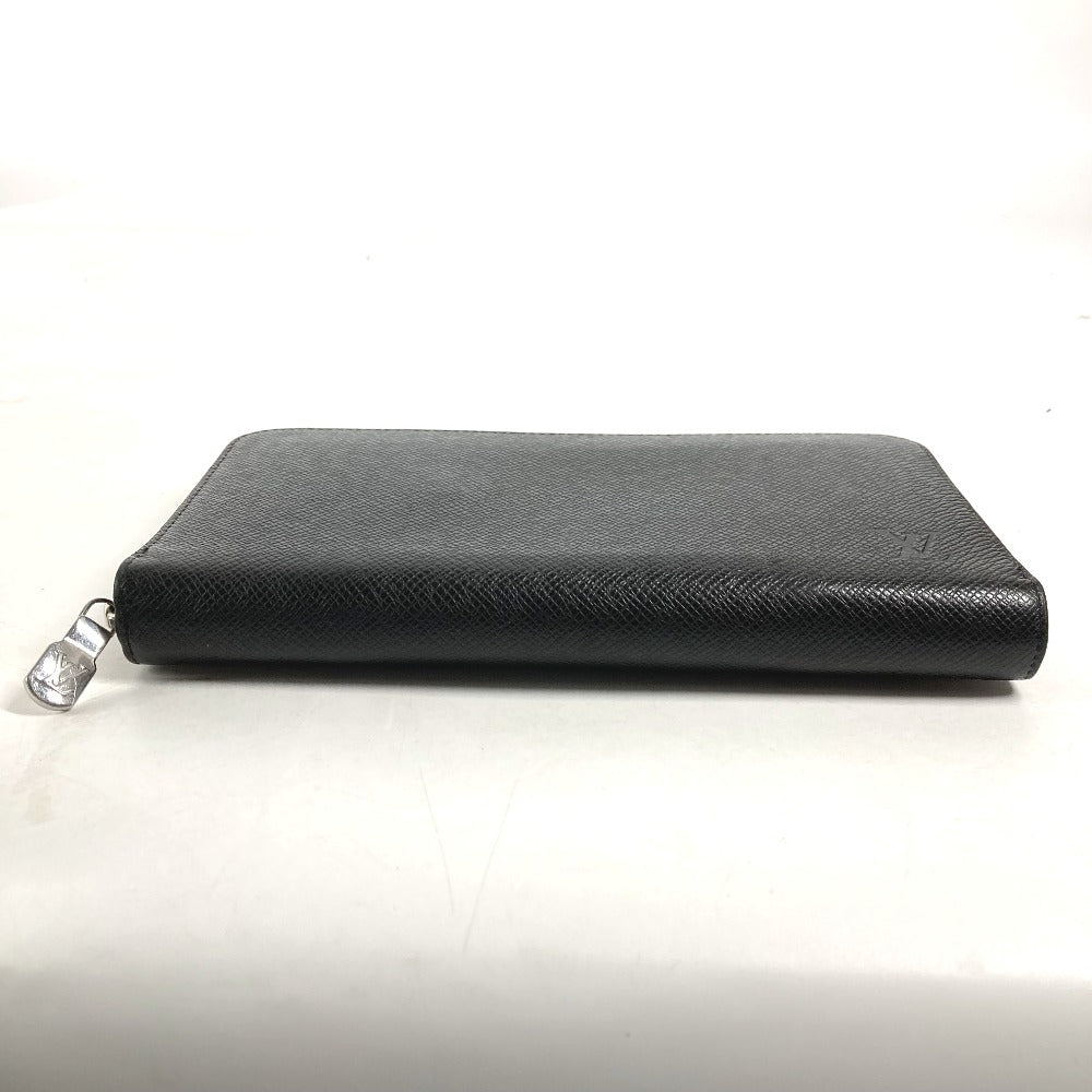 Louis Vuitton Long Wallet Purse M30056 Taiga Leather Black Taiga Zippy Organizer Nm Mens
