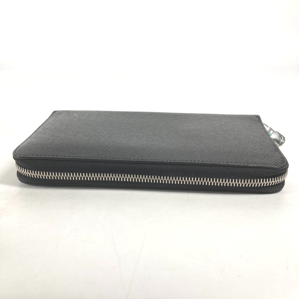 Louis Vuitton Long Wallet Purse M30056 Taiga Leather Black Taiga Zippy Organizer Nm Mens