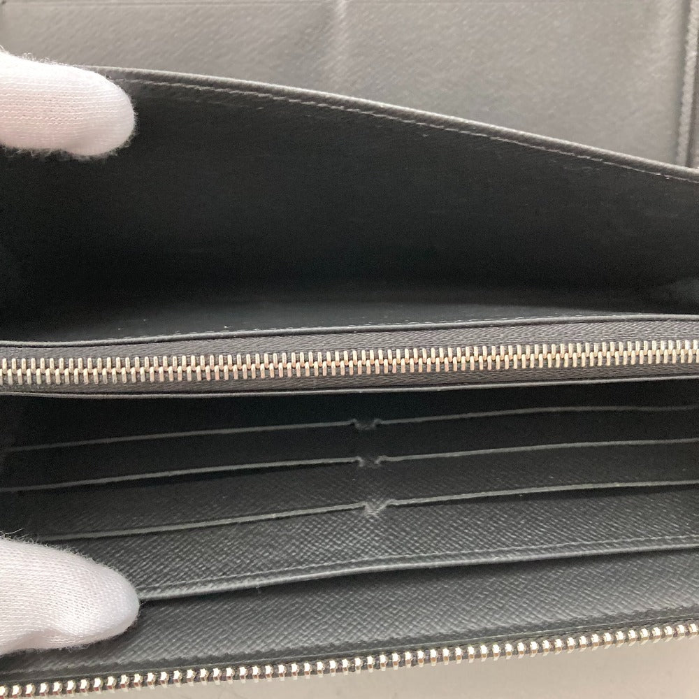 Louis Vuitton Long Wallet Purse M30056 Taiga Leather Black Taiga Zippy Organizer Nm Mens