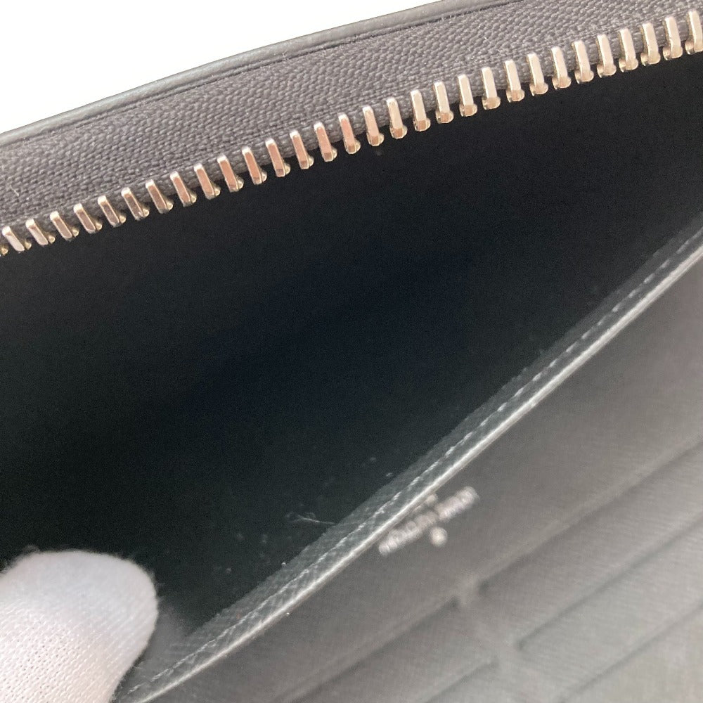 Louis Vuitton Long Wallet Purse M30056 Taiga Leather Black Taiga Zippy Organizer Nm Mens
