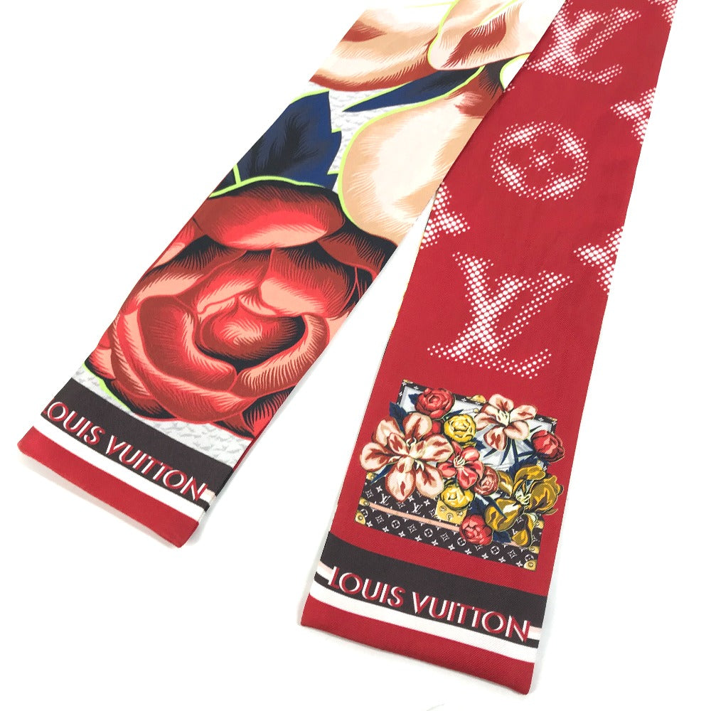 Louis Vuitton Scarf M76968 Silk Red Monogram Bandeau Malfleur Women