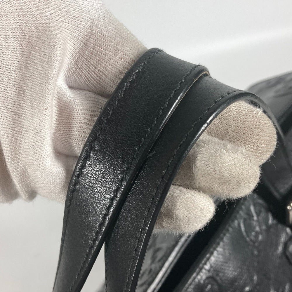 Gucci Tote Bag 625772 Leather Black Shoulder Bag Boston Duffel Bag Gg Emboss Unisex(Unisex)