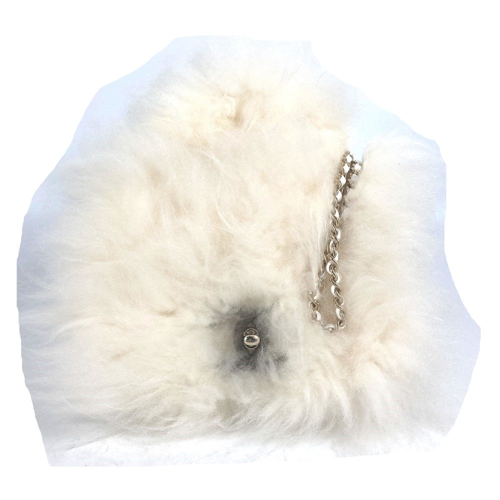 Chanel Handbag Fur, Leather White Crossbody Cc Coco Mark Matelasse Women