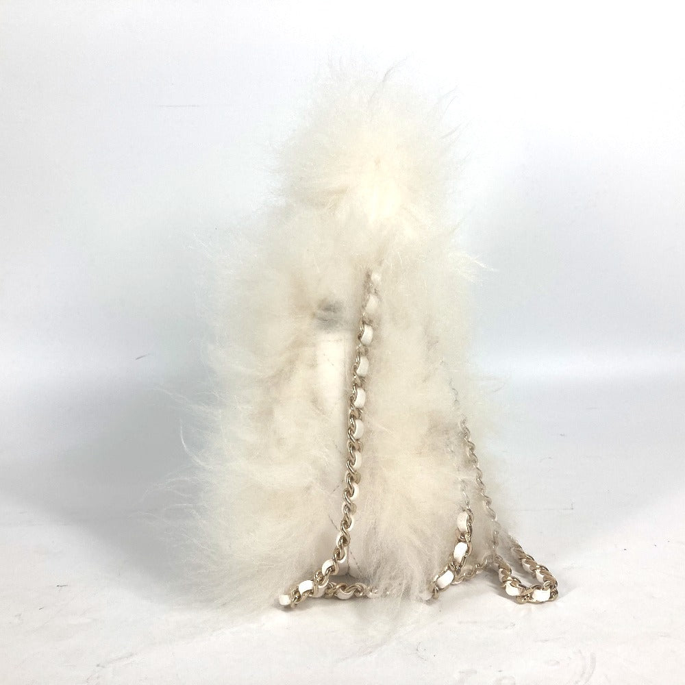 Chanel Handbag Fur, Leather White Crossbody Cc Coco Mark Matelasse Women