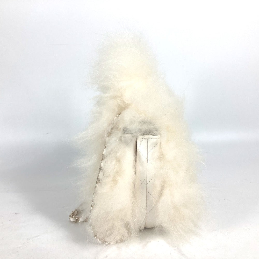 Chanel Handbag Fur, Leather White Crossbody Cc Coco Mark Matelasse Women