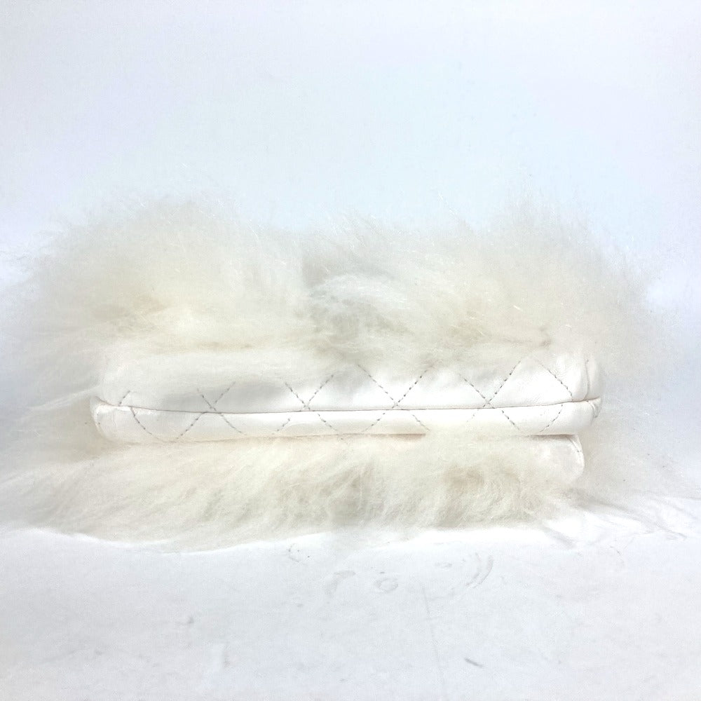 Chanel Handbag Fur, Leather White Crossbody Cc Coco Mark Matelasse Women