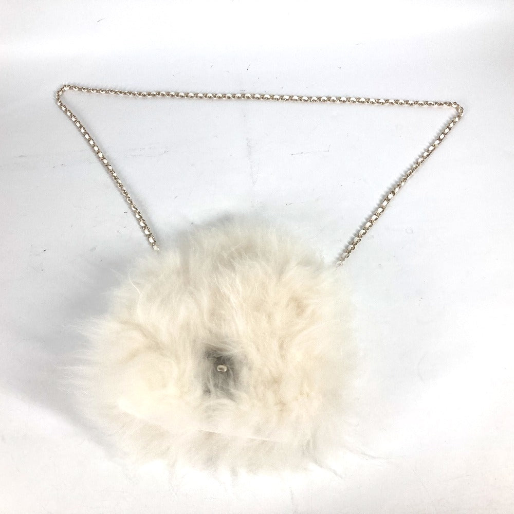 Chanel Handbag Fur, Leather White Crossbody Cc Coco Mark Matelasse Women