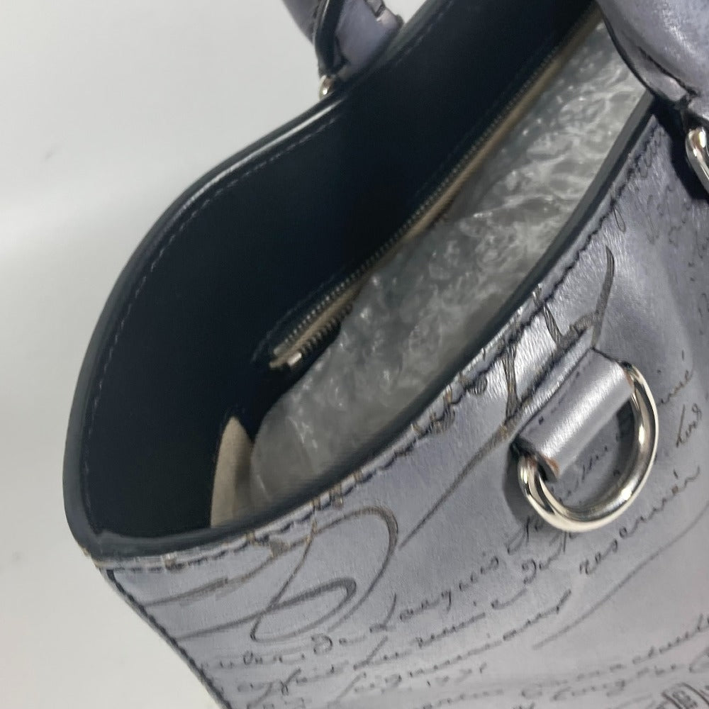 Berluti Business Bag Uo223P , Scritto Leather Gray Toujours Mini Neo Scritto Mens