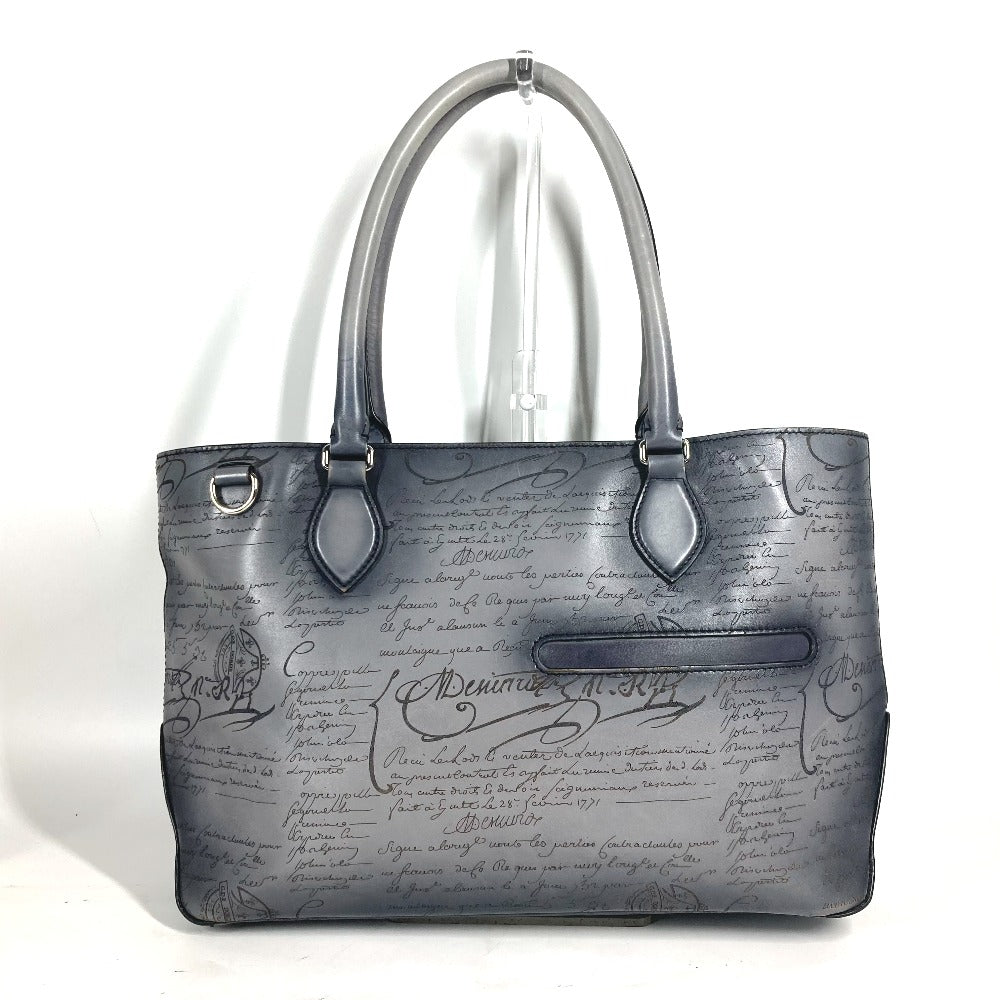 Berluti Business Bag Uo223P , Scritto Leather Gray Toujours Mini Neo Scritto Mens