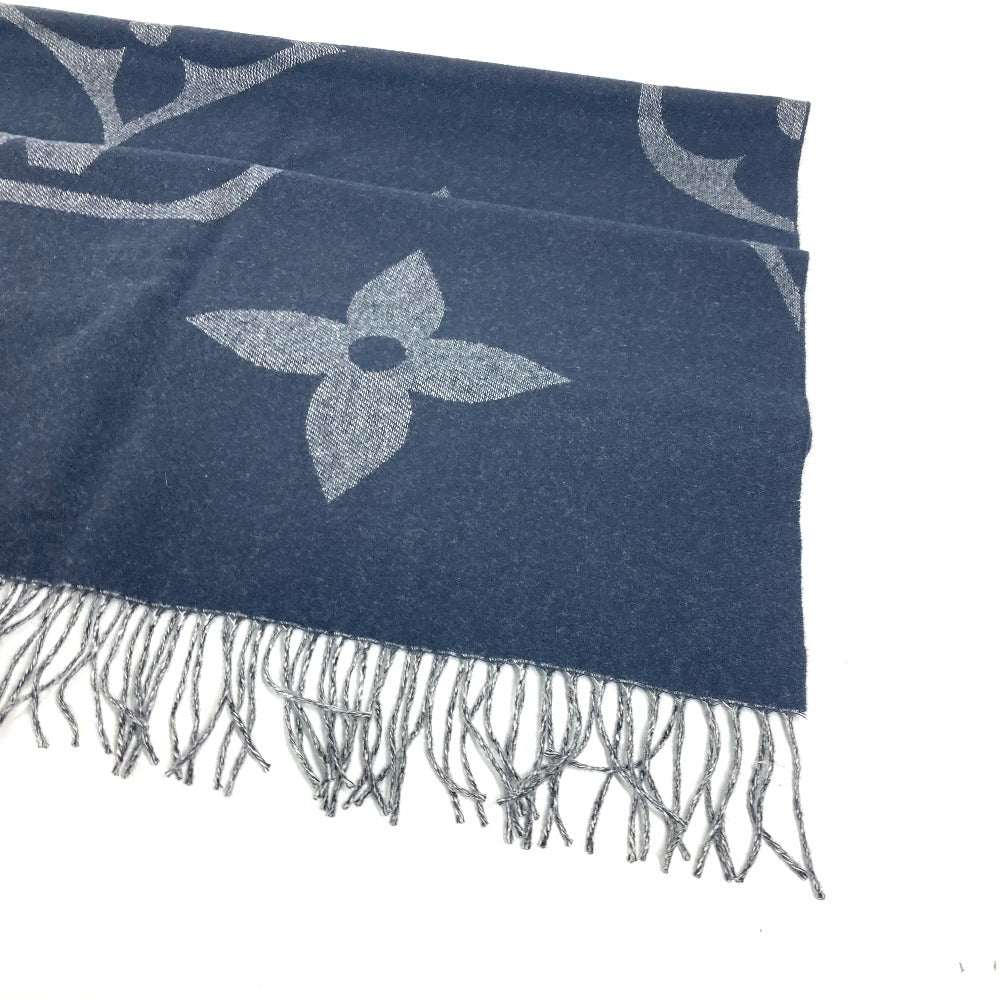 Louis Vuitton Scarf M77950 Cashmere Navy Monogram Monogram Giant Muffler Mens(Unisex)