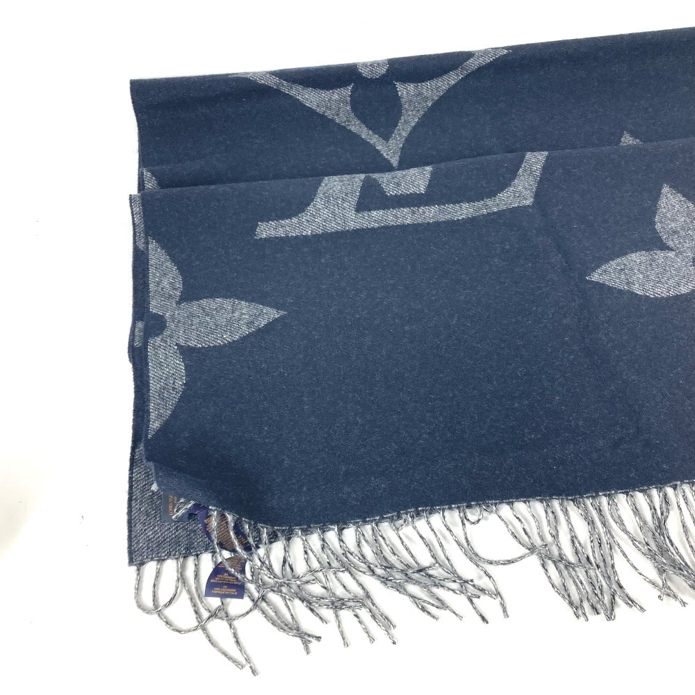 Louis Vuitton Scarf M77950 Cashmere Navy Monogram Monogram Giant Muffler Mens(Unisex)