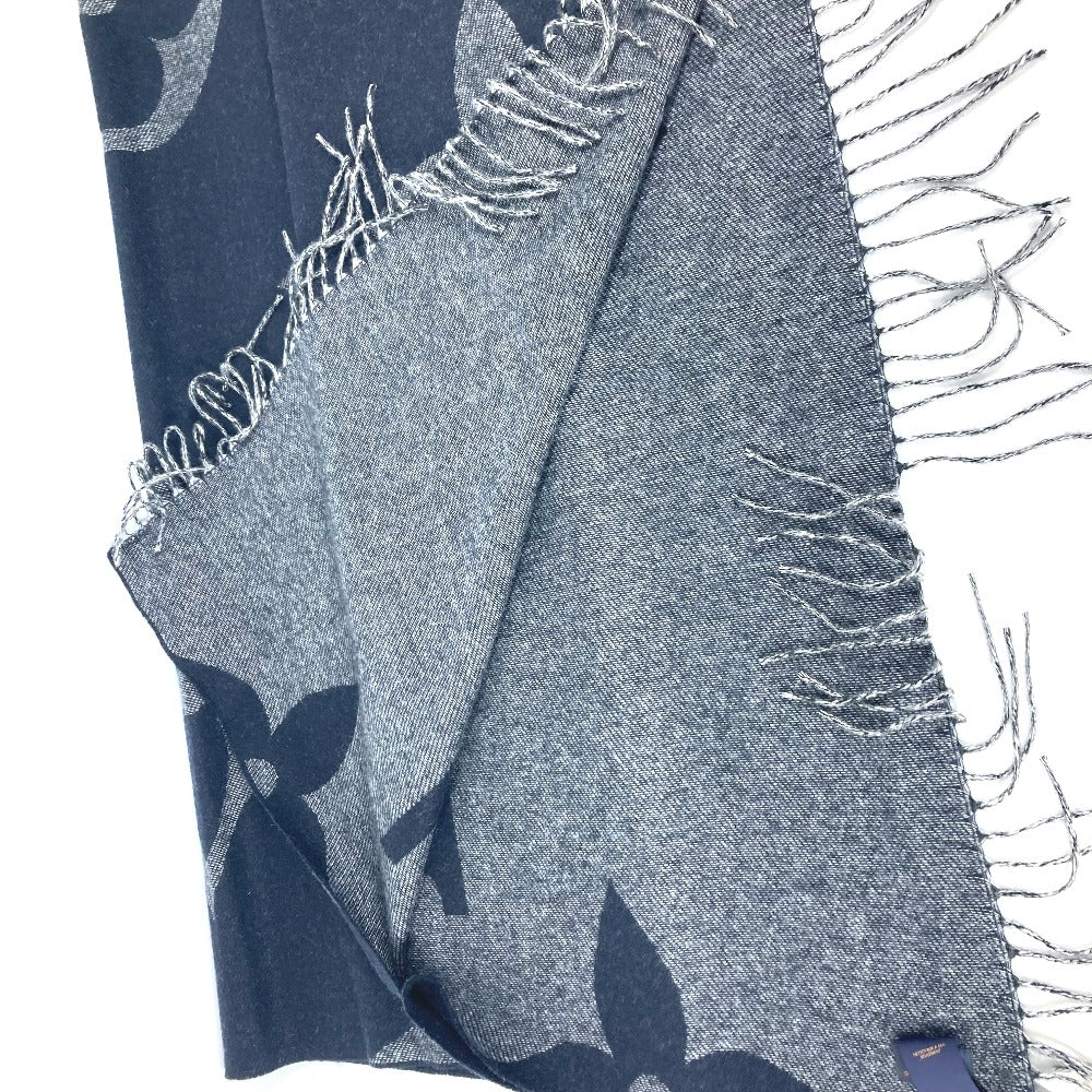 Louis Vuitton Scarf M77950 Cashmere Navy Monogram Monogram Giant Muffler Mens(Unisex)