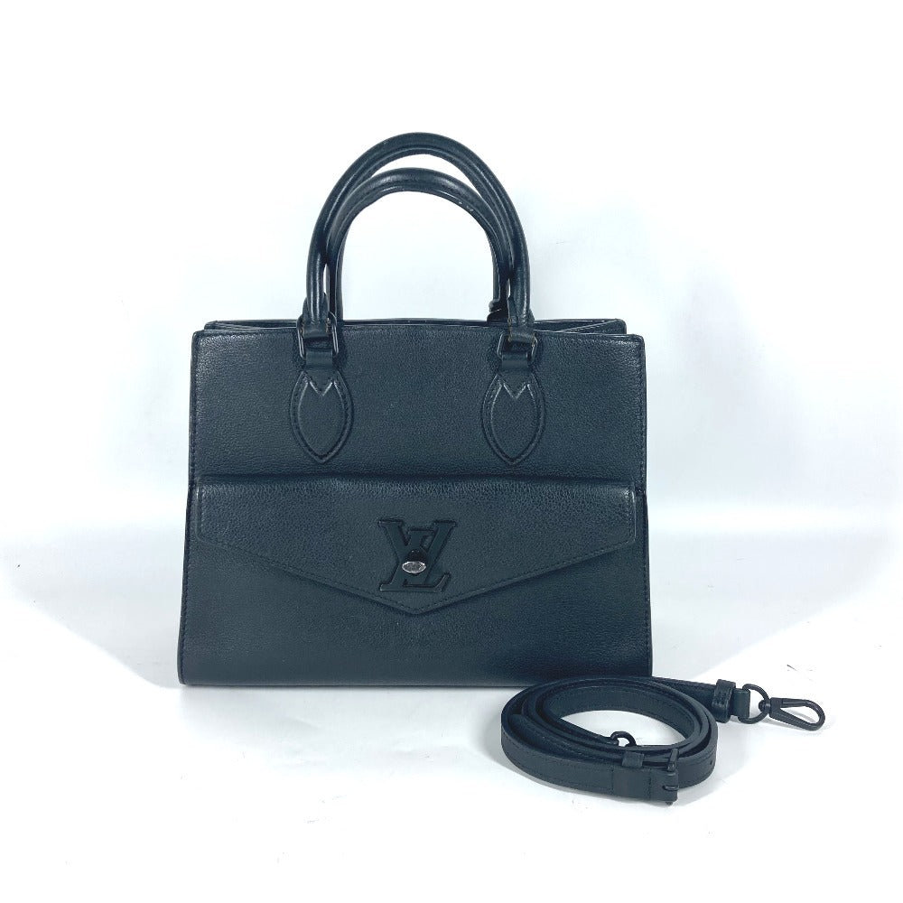 Louis Vuitton Handbag M55845 Grain Calfskin Leather Black Tote Bag Shoulder Bag Rock Me Tote Pm