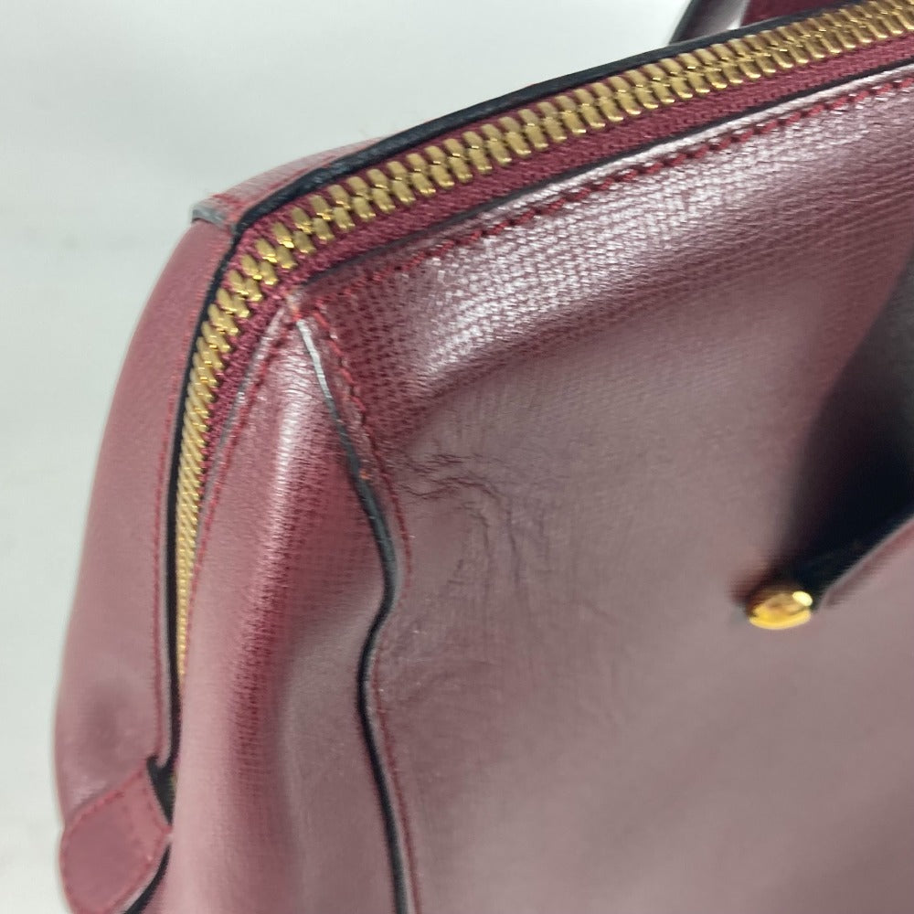 Cartier Shoulder Bag Leather Wine-Red Must Line Unisex(Unisex)