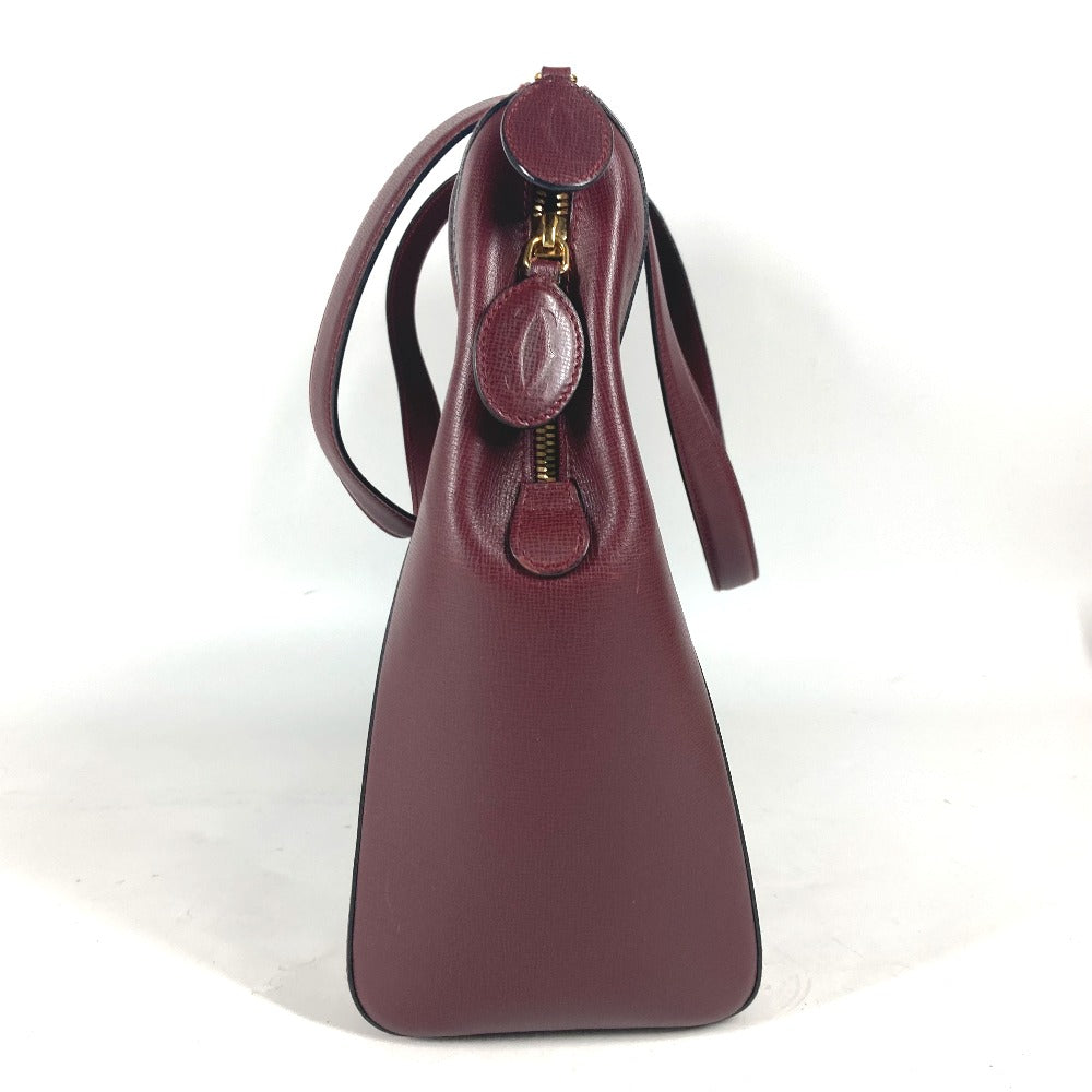Cartier Shoulder Bag Leather Wine-Red Must Line Unisex(Unisex)