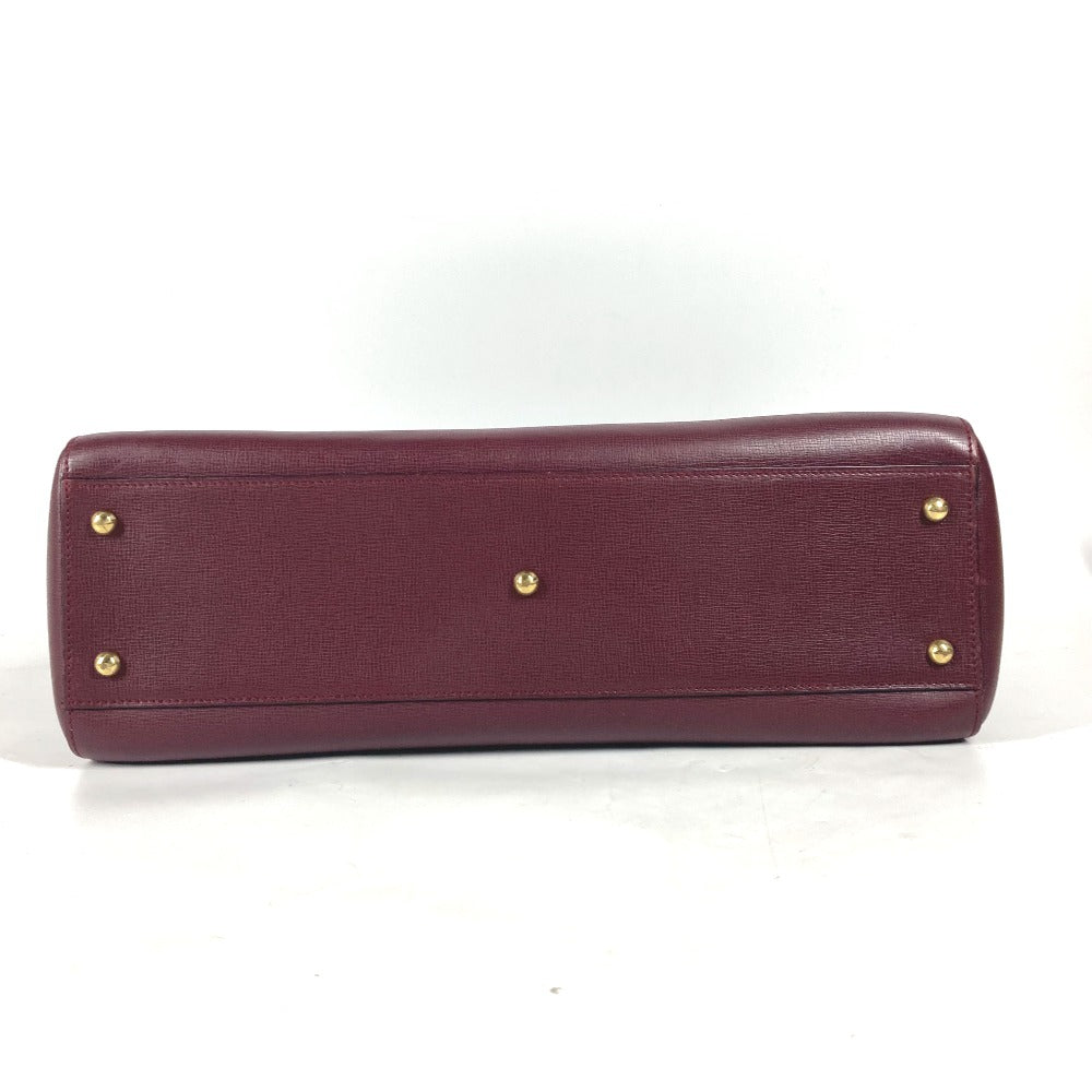 Cartier Shoulder Bag Leather Wine-Red Must Line Unisex(Unisex)