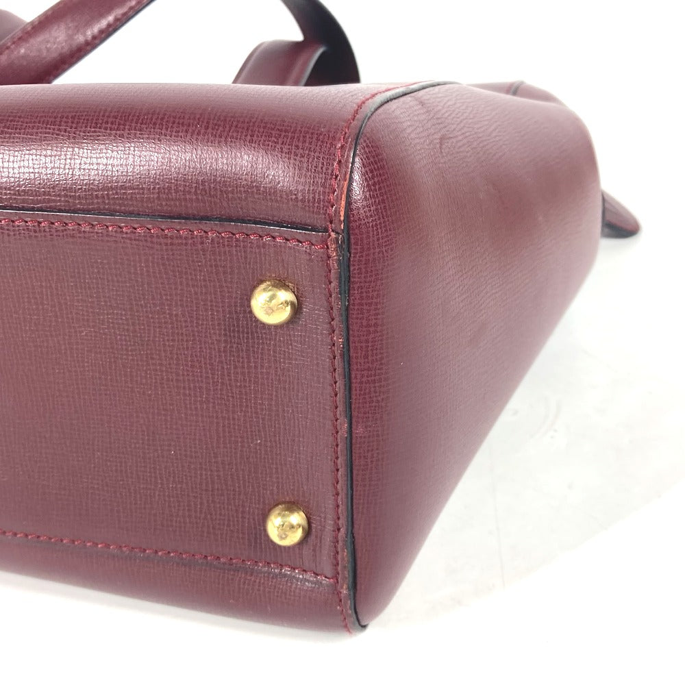 Cartier Shoulder Bag Leather Wine-Red Must Line Unisex(Unisex)
