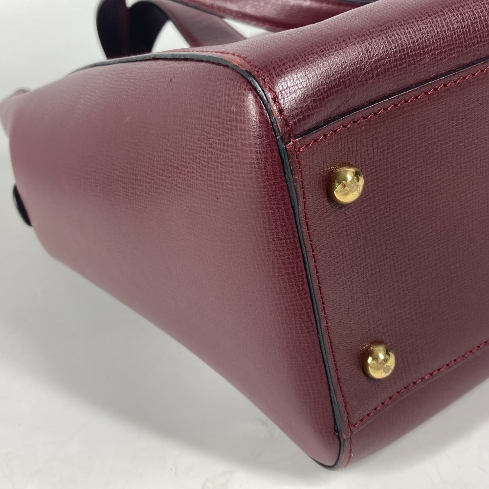 Cartier Shoulder Bag Leather Wine-Red Must Line Unisex(Unisex)