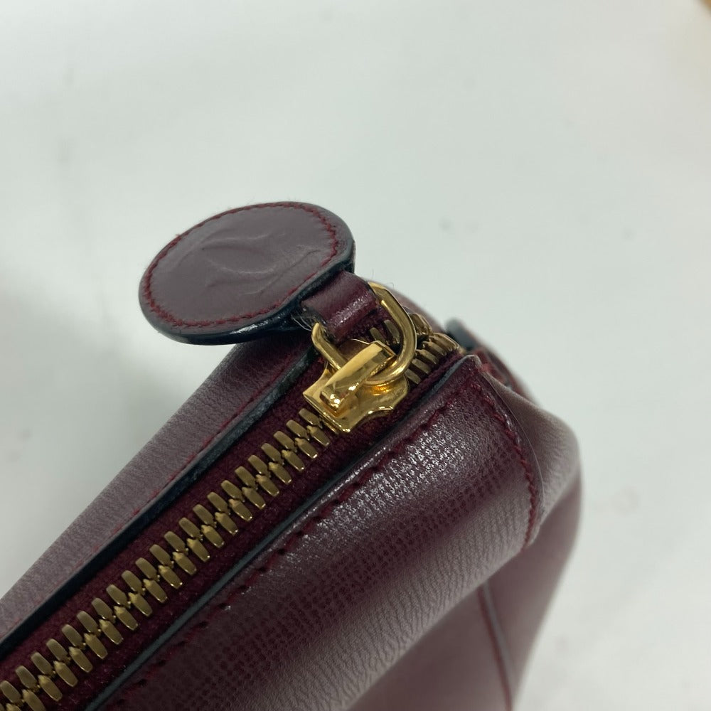 Cartier Shoulder Bag Leather Wine-Red Must Line Unisex(Unisex)