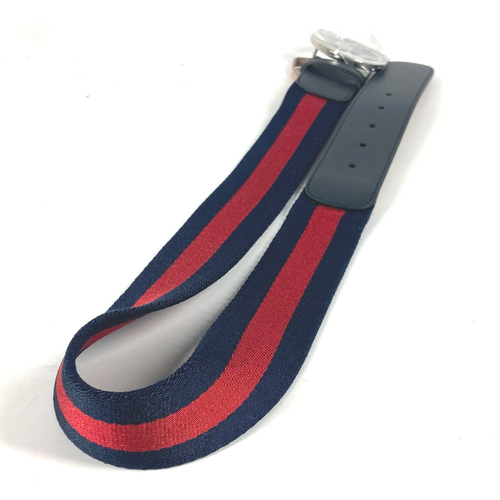 Gucci Belt 411924 Leather / Canvas Navy Gg Interlocking G Women 75