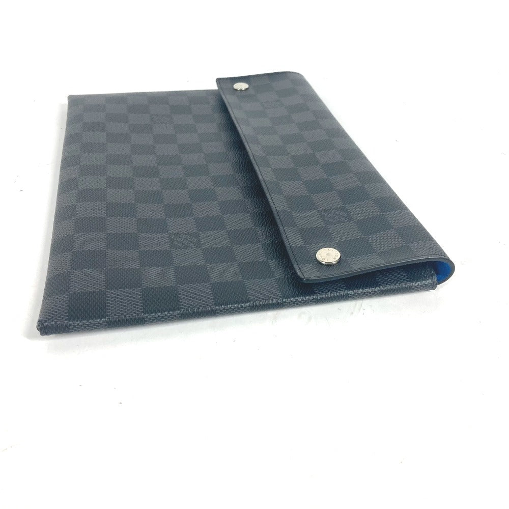 Louis Vuitton Clutch Bag N60255 Damier Grafitto Canvas Black Damier Grafitte Alpha Triple Pouch Mens