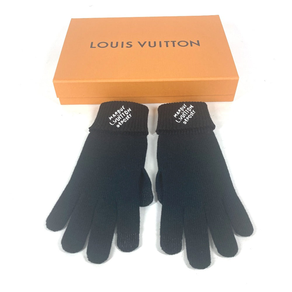 Louis Vuitton Gloves M7824I Wool, Cotton Black Touch-Screen Compatible Fingertips Globe Damier