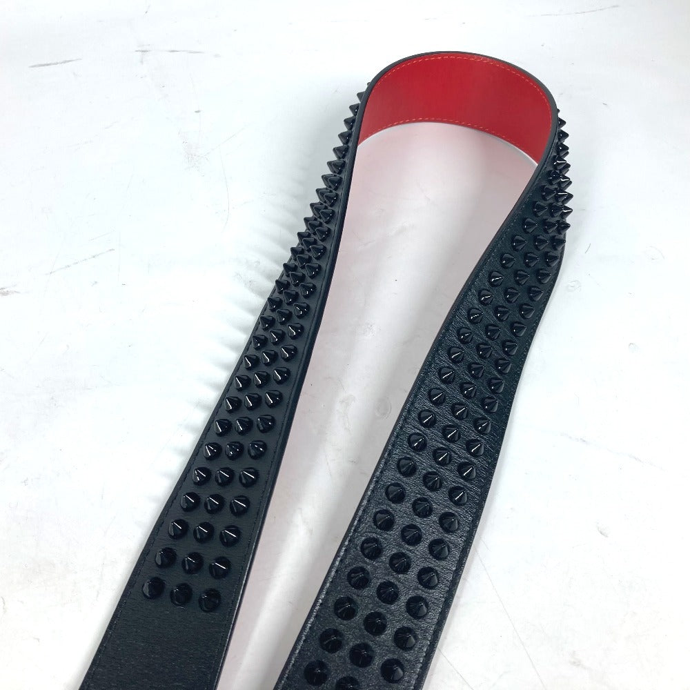 Christian Louboutin Belt Leather Black Studs Logo Unisex(Unisex)