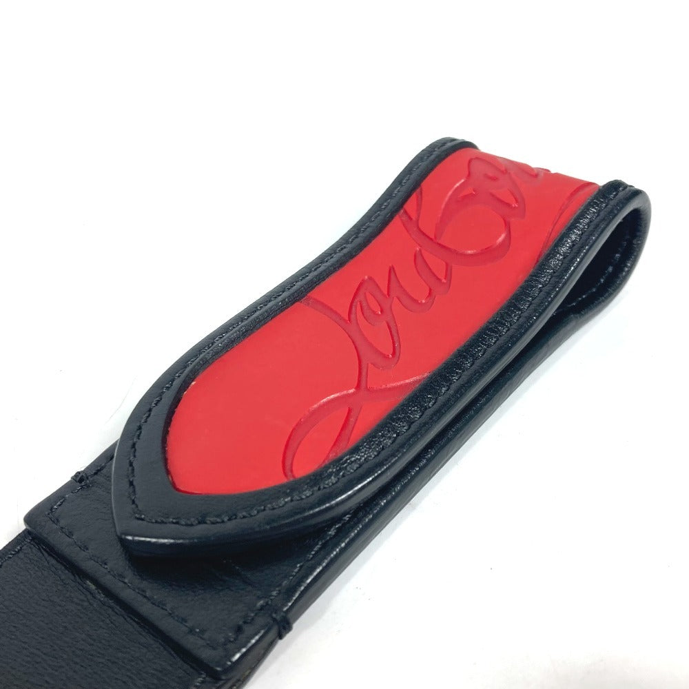 Christian Louboutin Belt Leather Black Studs Logo Unisex(Unisex)
