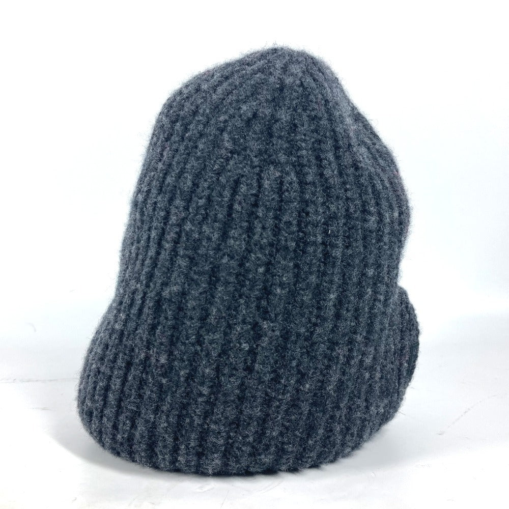 Fendi Knit Hat Fxq959 Wool Gray Logo With Pocket Unisex(Unisex)