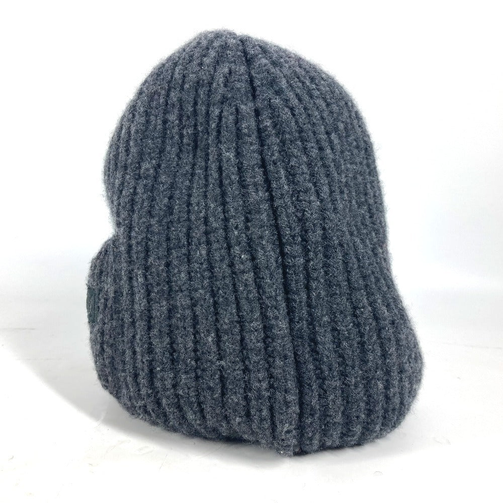 Fendi Knit Hat Fxq959 Wool Gray Logo With Pocket Unisex(Unisex)