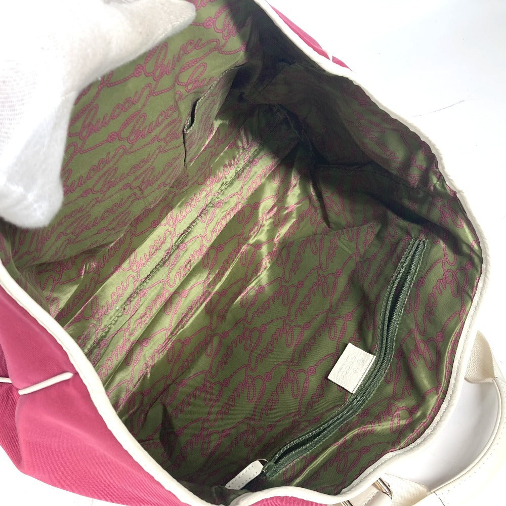 Gucci Shoulder Bag 264216 Leather/Nylon Jacquard Pink Gg Charm Logo Women
