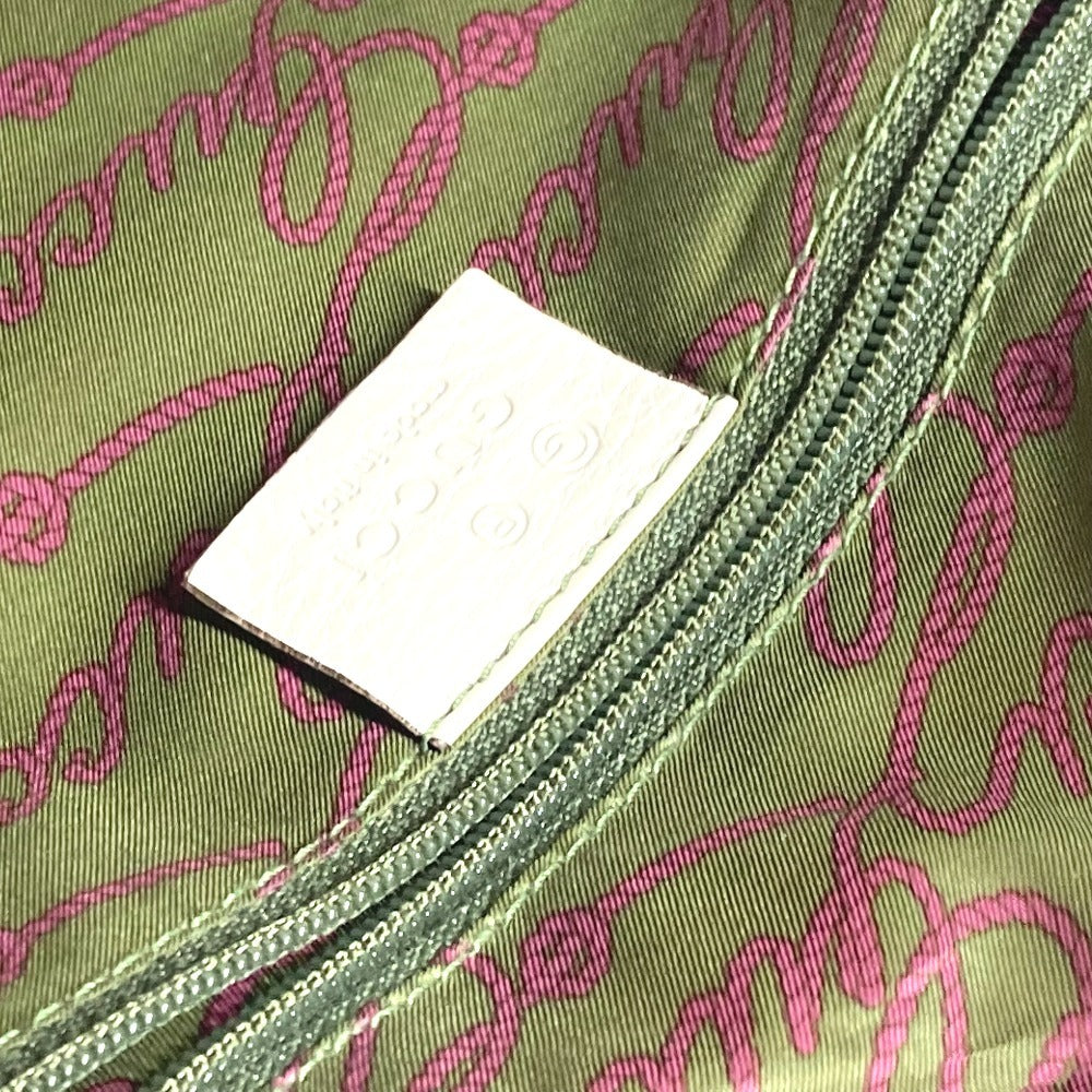 Gucci Shoulder Bag 264216 Leather/Nylon Jacquard Pink Gg Charm Logo Women
