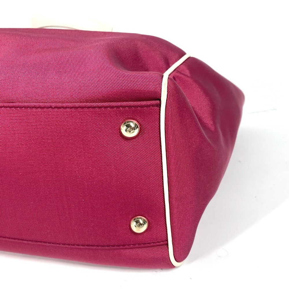 Gucci Shoulder Bag 264216 Leather/Nylon Jacquard Pink Gg Charm Logo Women