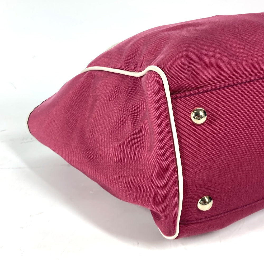 Gucci Shoulder Bag 264216 Leather/Nylon Jacquard Pink Gg Charm Logo Women