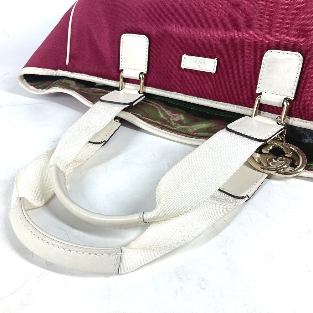 Gucci Shoulder Bag 264216 Leather/Nylon Jacquard Pink Gg Charm Logo Women