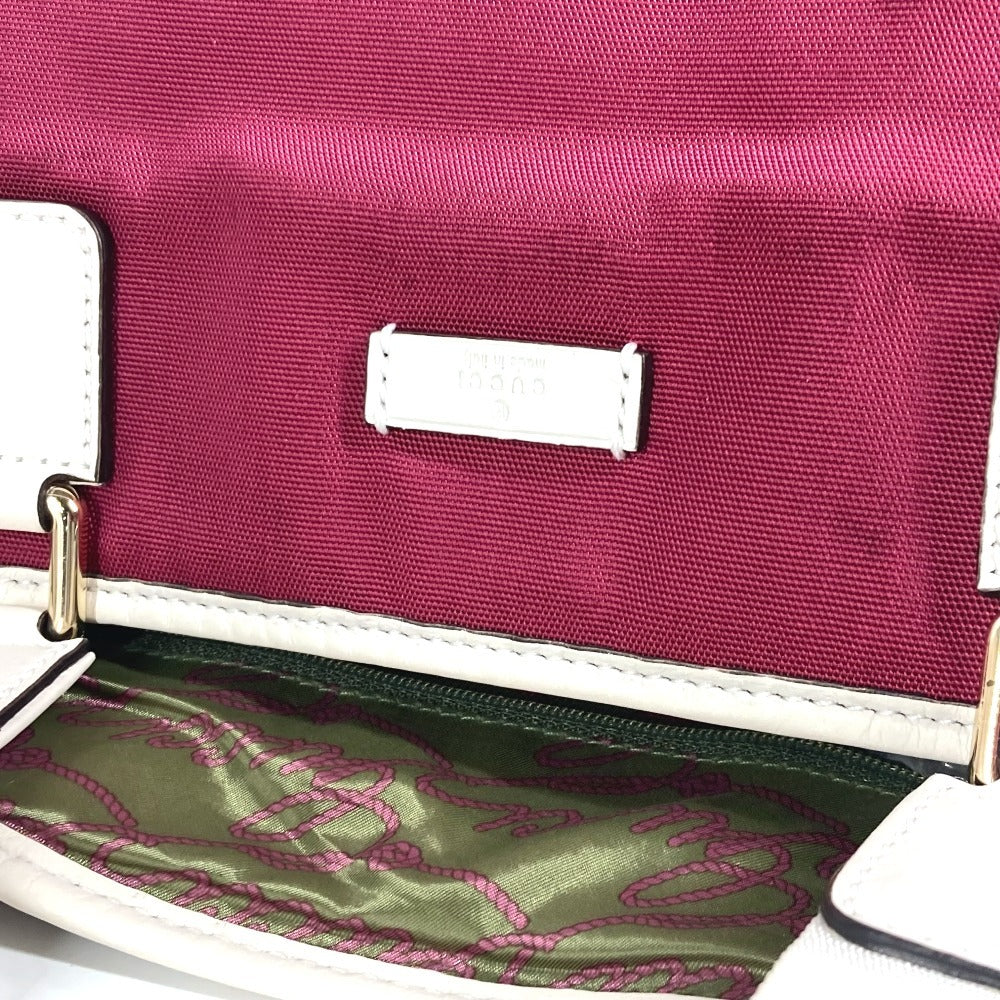 Gucci Shoulder Bag 264216 Leather/Nylon Jacquard Pink Gg Charm Logo Women