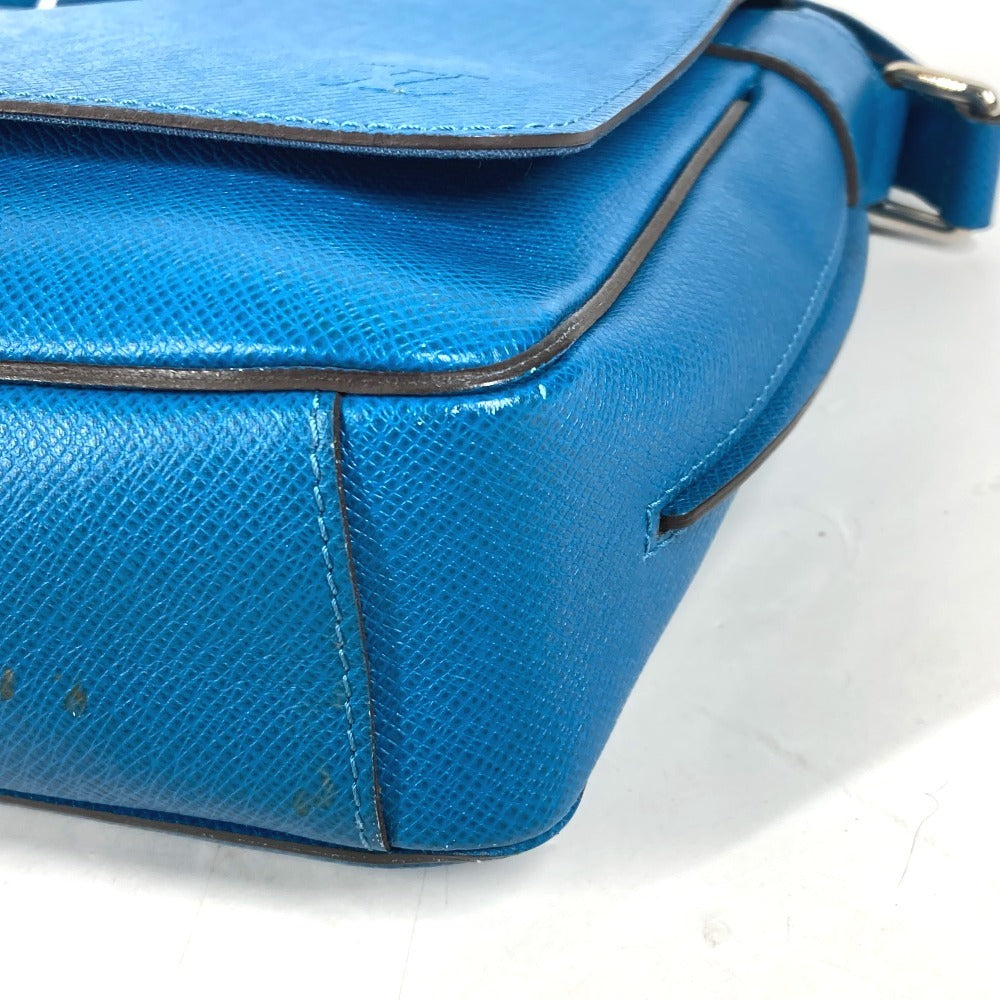 Louis Vuitton Shoulder Bag M32823 Taiga Leather Blue Taiga Roman Pm Unisex(Unisex)