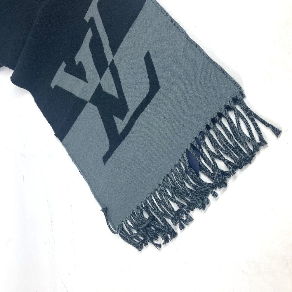 Louis Vuitton Scarf M79097 Wool / Cashmere Black Lv Logo Muffler Graphics Dual Unisex(Unisex)