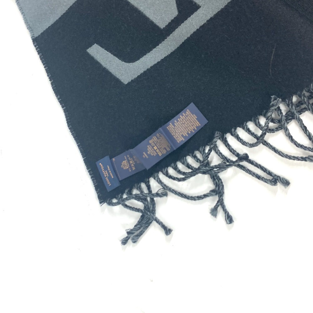 Louis Vuitton Scarf M79097 Wool / Cashmere Black Lv Logo Muffler Graphics Dual Unisex(Unisex)