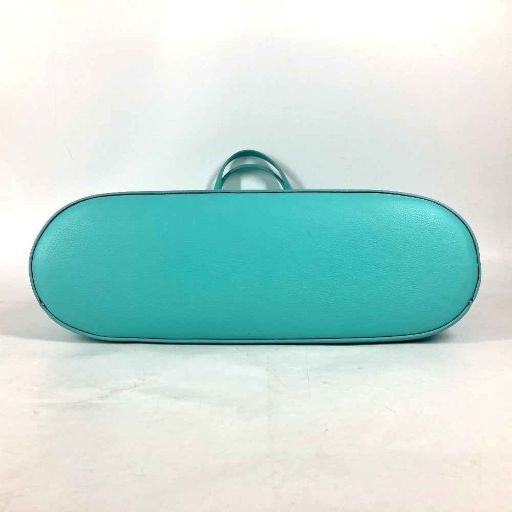 Tiffany&Co. Tote Bag Leather Blue Logo Women