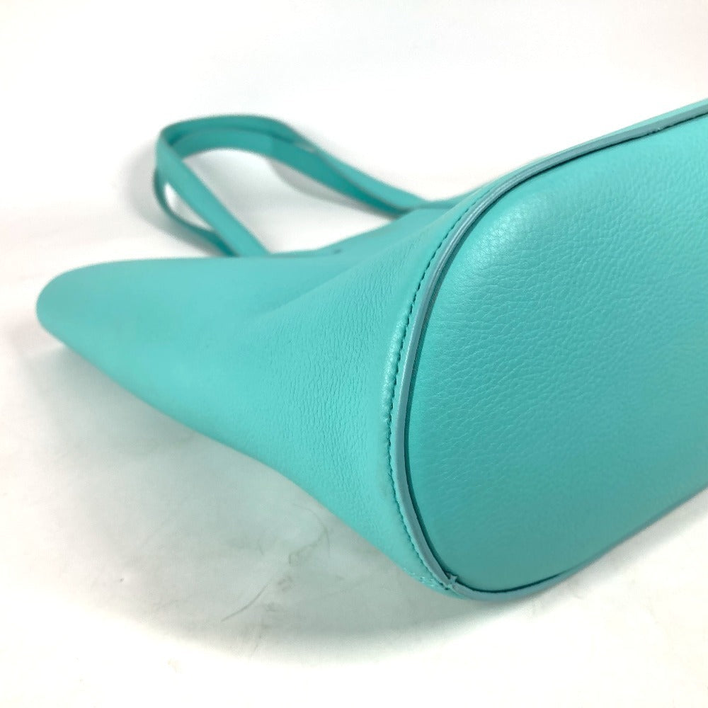 Tiffany&Co. Tote Bag Leather Blue Logo Women