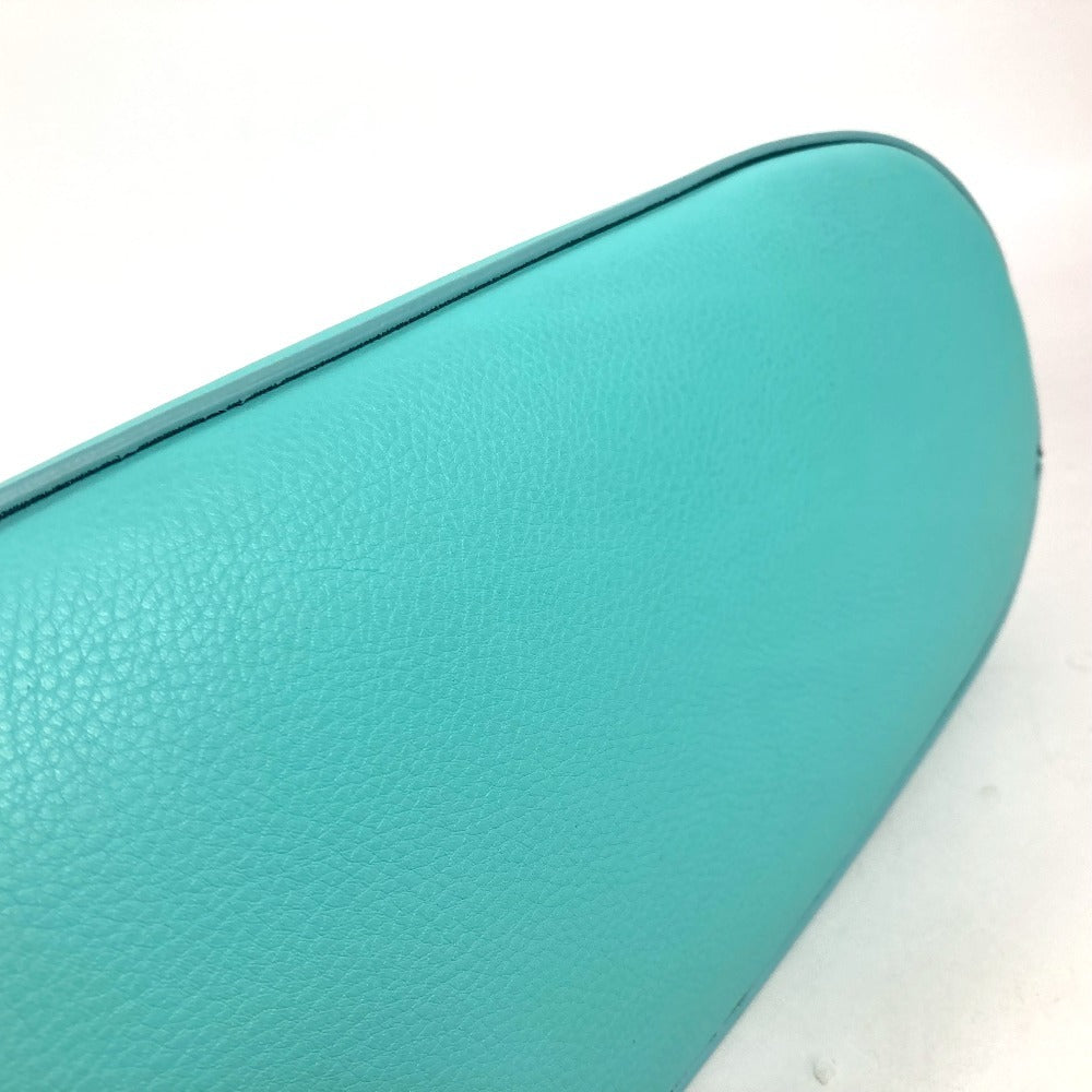 Tiffany&Co. Tote Bag Leather Blue Logo Women