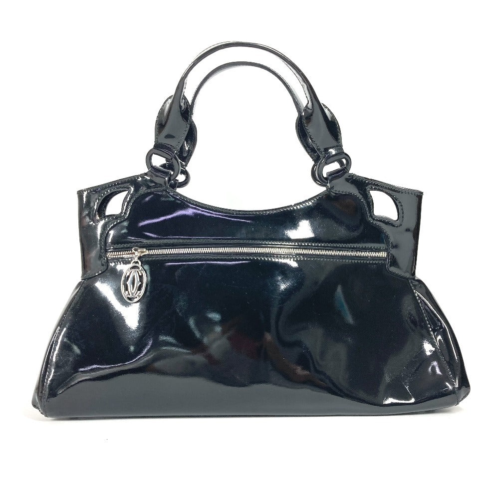 Cartier Handbag Enamel Black Marcello Logo Women