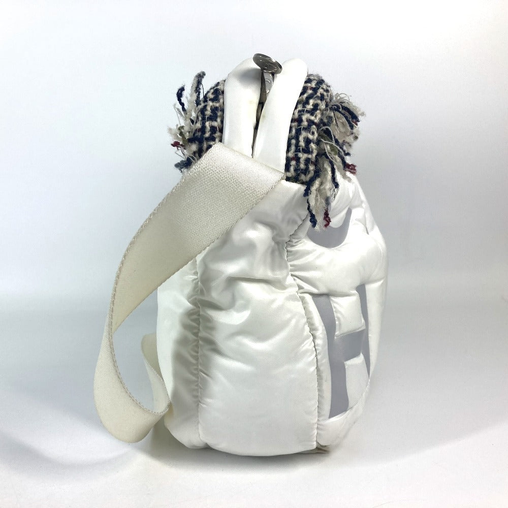 Chanel Shoulder Bag Nylon White Coconeige Fringe Coconage Cc Coco Logo Women