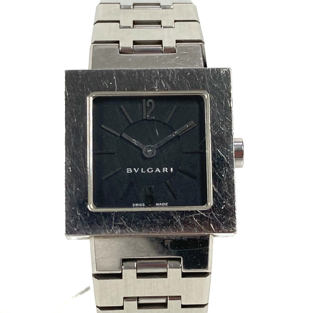 Bvlgari Watches Quartz Sq22Ss Stainless Steel Silver Square Quadlard Black Dial Women